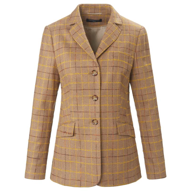 Blazer geruite stof reverskraag Van Fadenmeister Berlin beige