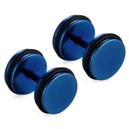 Dumbbell Stud oorbellen Edelstaal Blauw