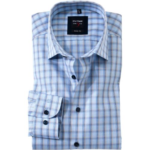 OLYMP Level Five Body Fit Overhemd bruin/blauw, Ruit