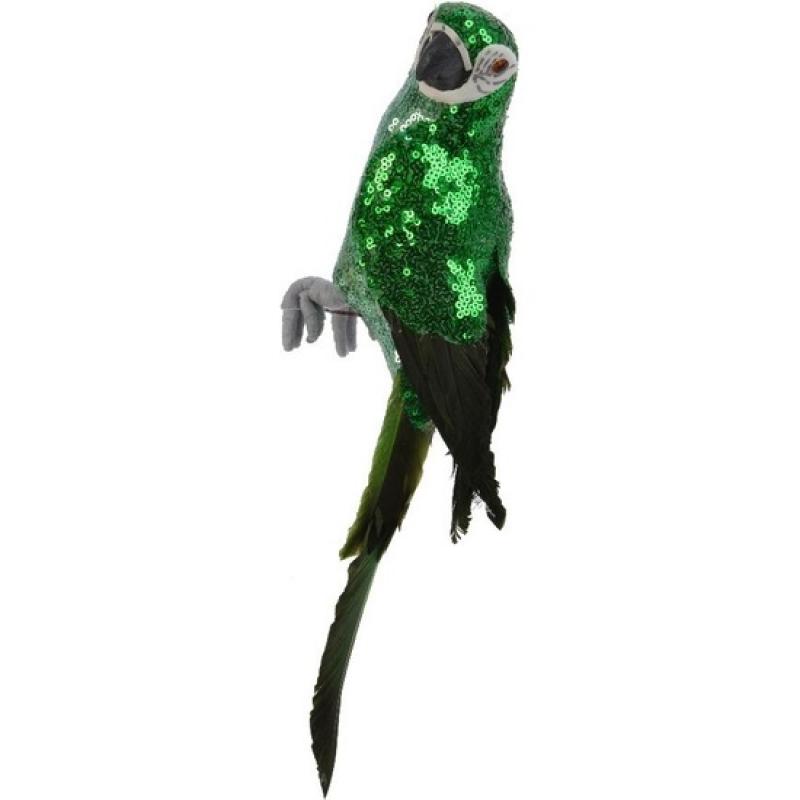 Dierenbeeld groene ara papegaai vogel 34 cm decoratie