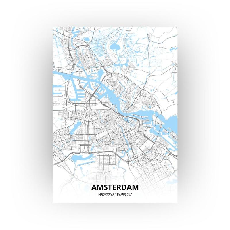 Poster Amsterdam Plattegrond A4 Standaard stijl