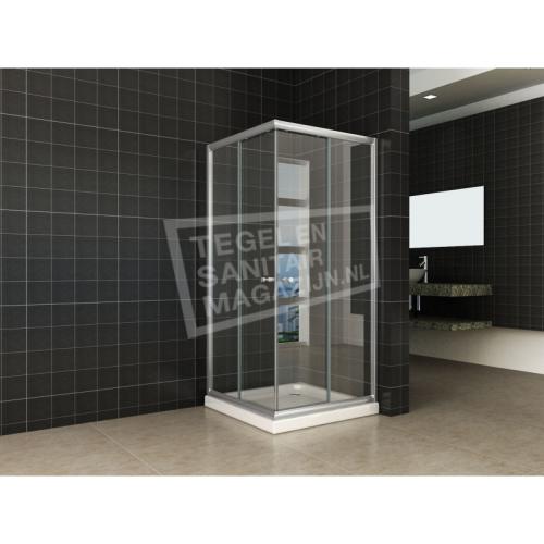Wiesbaden Um Hoekinstap Douchecabine (90x90x190 cm) 2 Schuifdeuren 5mm Helder Glas