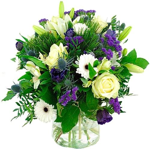 Boeket blauw paars wit